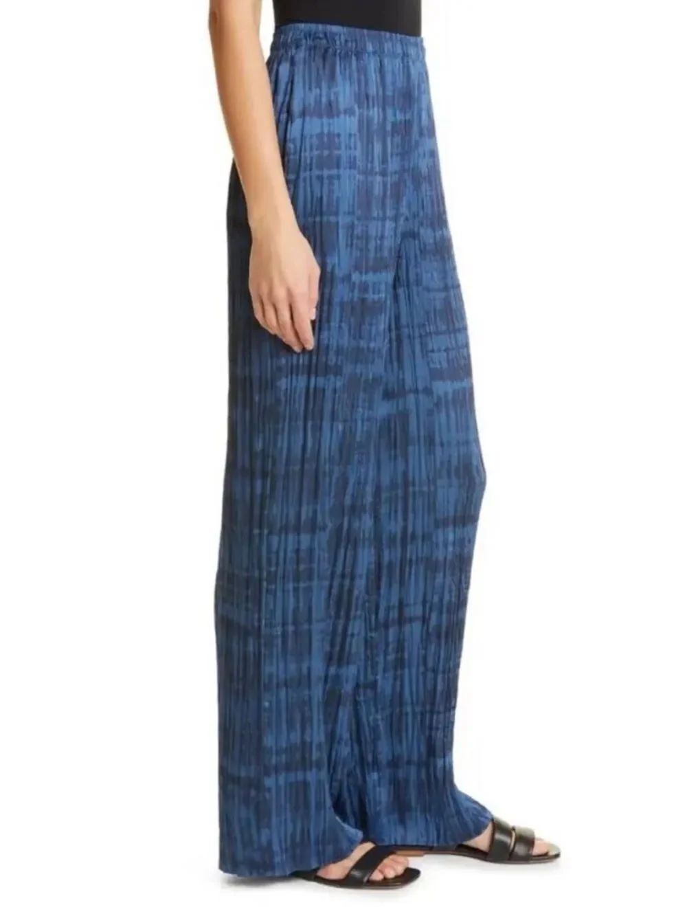 Vince Blue Tie-Dye Pleated Wide-Leg Pants XXS
